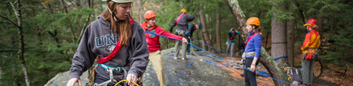 Outdoor Leadership and Management students rock climbing