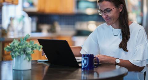 Student studying at home
