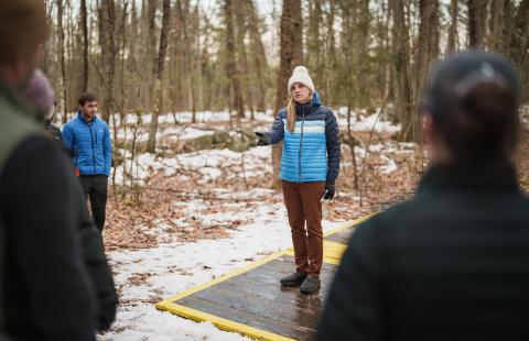 Prof. Anita Tucker teaching outdoors