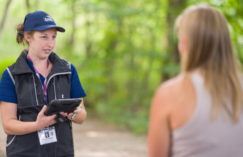 Recreation management student outdoors
