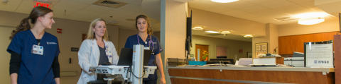 Nursing students working in a hospital setting