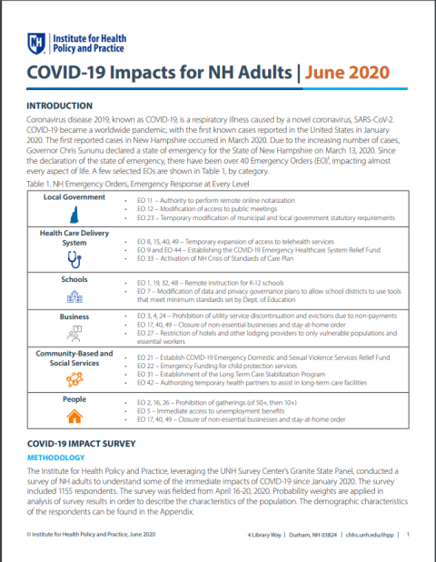 COVID-19 Impact for NH Adults