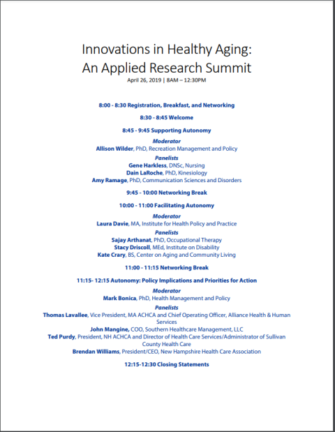 Innovation in Healthy Aging: An Applied Research Summit