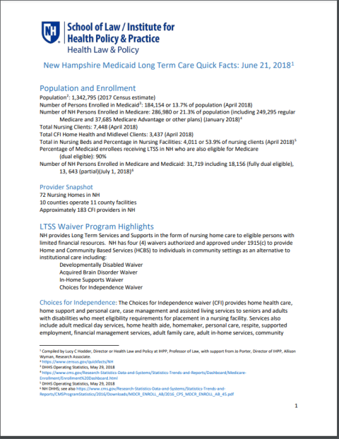 NH Medicaid Long Term Care Quick Facts