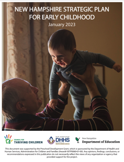 Image of mn holding baby on cover of NH Strategic Plan for Early Childhood 2023-2025 document