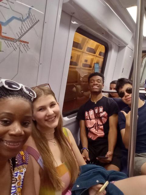 students on subway