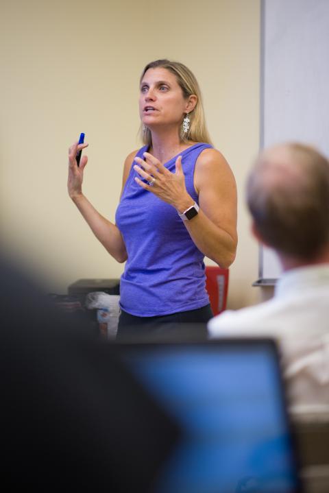 Prof. Tucker in classroom