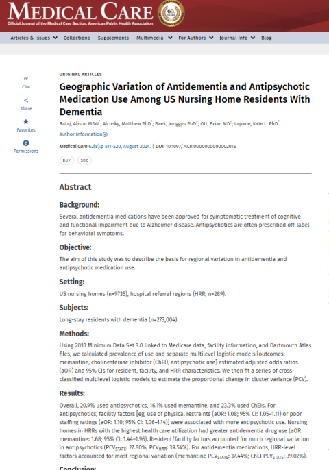 Geographic Variation of Antidementia and Antipsychotic Medication Use Among US Nursing Home Residents With Dementia