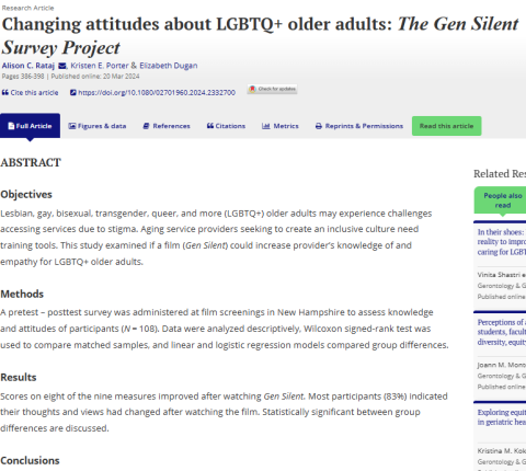 Changing attitudes about LGBTQ+ older adults: The Gen Silent Survey Project