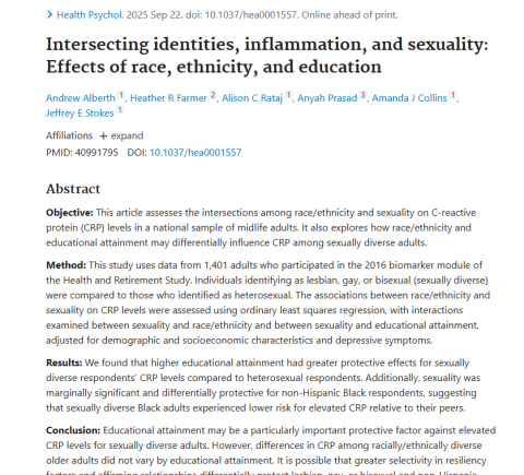 Intersecting identities, inflammation, and sexuality: Effects of race, ethnicity, and education