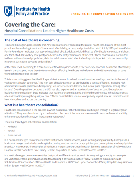 Covering the Care: Hospital Consolidations Lead to Higher Healthcare Costs