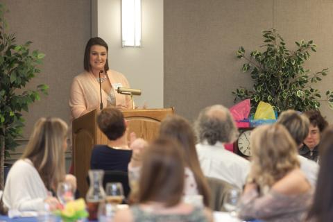 Jackie Maietta giving a speech